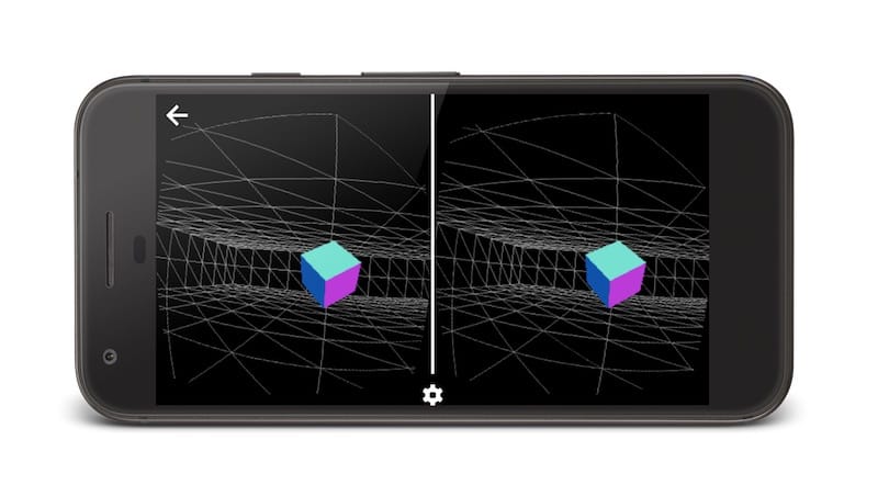 Stereoscopic view of a WebXR scene running on an Android device